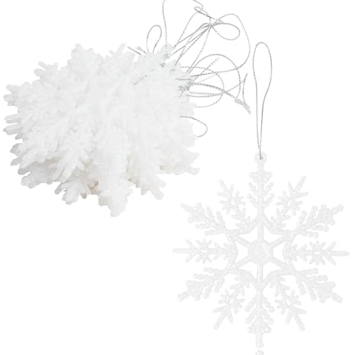 VEYLIN Christmas Hanging Decorations, 12PCS Christmas Glitter Snowflake Ornaments Christmas Trees Hanging Decorations (White) - Gift Guide