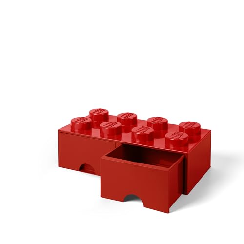 LEGO Brick with 2 Drawers With 8 Knobs, in Red