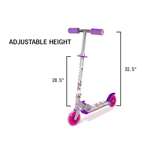 Ozbozz SV13988 Unicorn Scooter with 2 Light up Wheels, Pink Purple Silver
