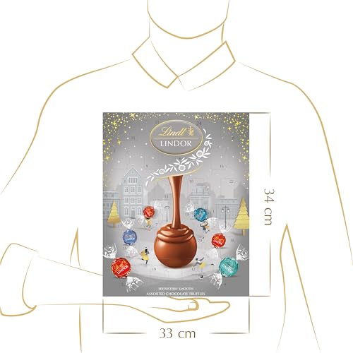 Lindt Lindor Assorted Chocolate Christmas Advent Calendar 2024 | Large 297g | A delicious Assortment of Milk, Salted Caramel, Coconut, Milk and White Truffles for Him and Her | For Adults and Kids - Gift Guide