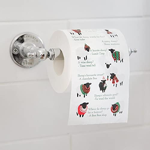 Talking Tables Novelty Christmas Toilet Roll with Sheep | Funny Loo Bathroom Accessory, Gifts for Xmas, Red, One Size