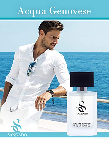 SANGADO Acqua Genovese Perfume for Men, 8-10 Hours Long-Lasting, Luxury Smelling, Aromatic Aquatic, Fine French Essences, Extra-Concentrated (Eau de Parfum), Refined for Men, 50 ml Spray