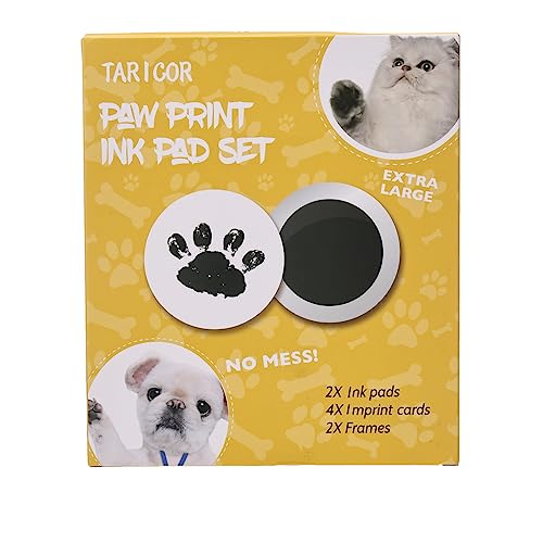 Taricor Pet Paw Print Kit Paw Print Kit for Dogs Cats 2 Pcs Inkless Pet Memorial Pawprint Stamp Pads with 2 Photo Frames 4 Imprint Cards Ink Pads for Dog Paws Pawprint Keepsake Kit - Gift Guide