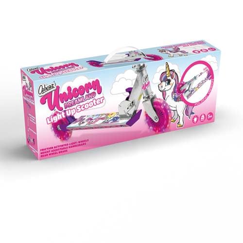 Ozbozz SV13988 Unicorn Scooter with 2 Light up Wheels, Pink Purple Silver