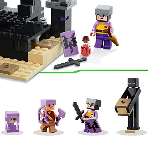 LEGO Minecraft The End Arena, Player-vs-Player Battle Playset, Action Toys for Kids, Boys & Girls 8 Plus Years Old, with Lava, Ender Dragon and Enderman Figures 21242