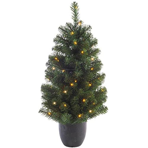 Pre-Lit Artificial 3ft Christmas Tree - MULTI COLOUR/WARM WHITE Mini Xmas Tree with Pot - Indoor/Outdoor - Battery Operated Doorway LED Christmas Tree (90cm) - Gift Guide