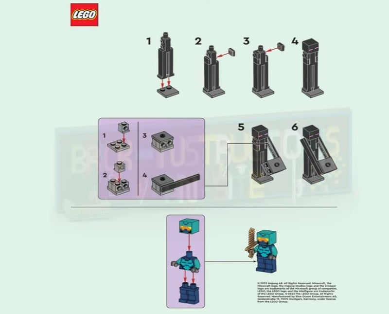 LEGO Minecraft: Enderman Minifigure with Nether Hero Combo Pack