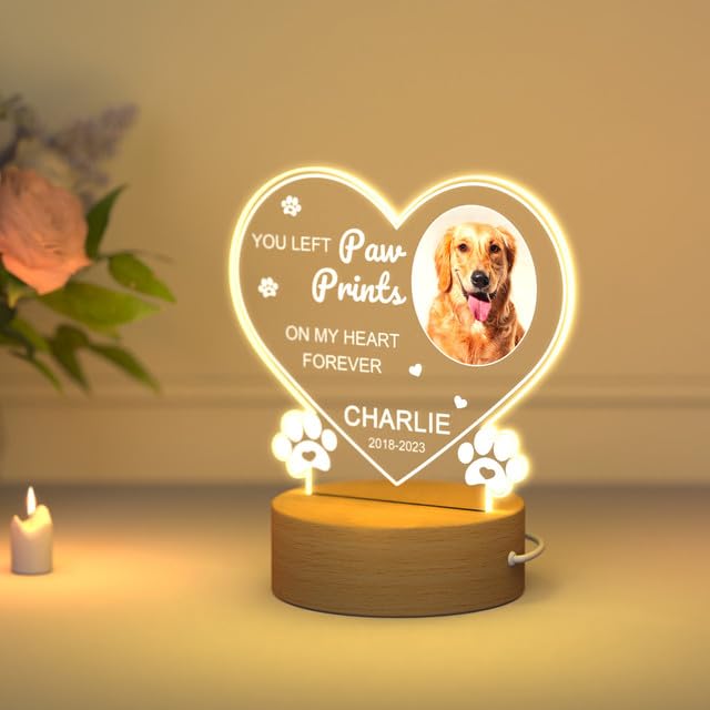 HOBULL Personalised Dog Memorial Gifts,Pet Memorial Gifts,Customised Dog Memorial Photo Frame,Pet Memorial Plaque with Photo&Name for Loss of a Dog Gift,Dog Remembrance Gifts,Dog Bereavement Gifts - Gift Guide