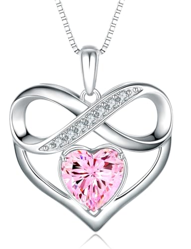 NONNYLLEI Infinity Heart Pendant necklace, Mothers Day Gifts for Mom Women Wife her Girlfriend Gifts Anniversary, Birthday Christmas Day Gifts Jewelry Gifts, Valentine's Day for Her(pink)