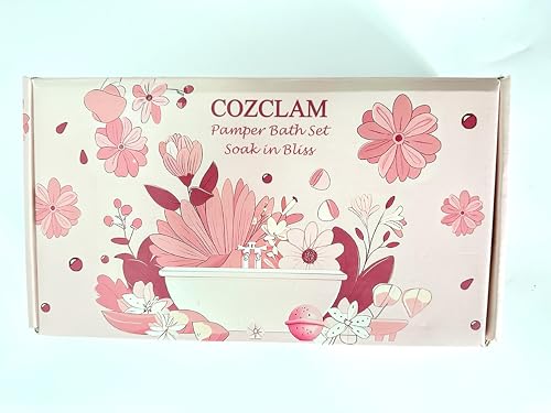 COZCLAM Pamper Gifts for Women, Spa Bath Sets for Women, Relaxation Gifts for Her, Birthday Gifts for Women, Mum Birthday Gifts, Best Friend Gifts, Womens Gifts for Birthday, Bath Bombs & Candle