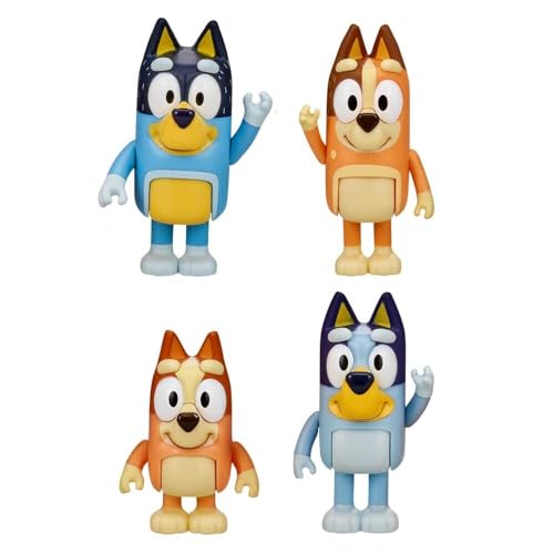 Bluey Figurines, Multicoloured, Family 4-pack (Original Version)