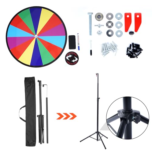 Tcatec 20" Color Prize Wheel 14 Slots Fortune Roulette Spinning Game Height Adjustable with Tripod Stand for Christmas,Carnival,Trade Show,Spinning Game Party Pub