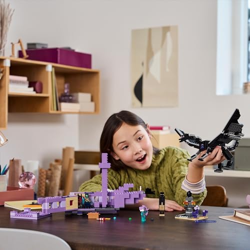 LEGO Minecraft The Ender Dragon and End Ship, Toy for 8 Plus Year Old boys & Girls, Features an Enderman Figure, Video-Game Building Set for Independent Play, Gamer Gifts for Kids 21264