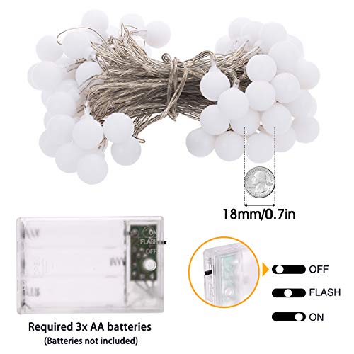 Fairy Lights Battery Operated, 5M 40LEDs Ball Globe String Light, Waterproof Decoraction for Indoor Outdoor Lighting, Bedroom, Valentine, Wedding, Party, Christmas, Tree (Multi-Colour) - Gift Guide