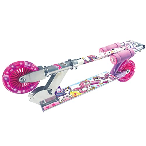 Ozbozz SV13988 Unicorn Scooter with 2 Light up Wheels, Pink Purple Silver