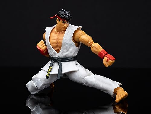 Jada - Street Fighter II Ryu, Articulated Figure 15 cm, with Interchangeable Hands and Head, Accessories and 20 Articulated Points (253252025), White