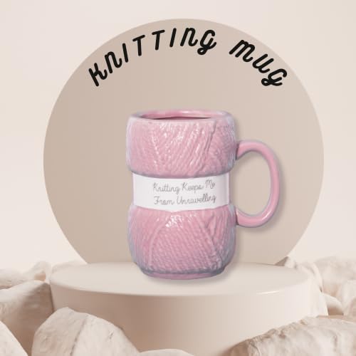 Boxer Gifts Keeps Me from Unraveling Novelty Knitting Gift Mug For Women Or Man - Mugs Hold 12oz of Tea or Coffee - Cool Knit Accessories, Pink