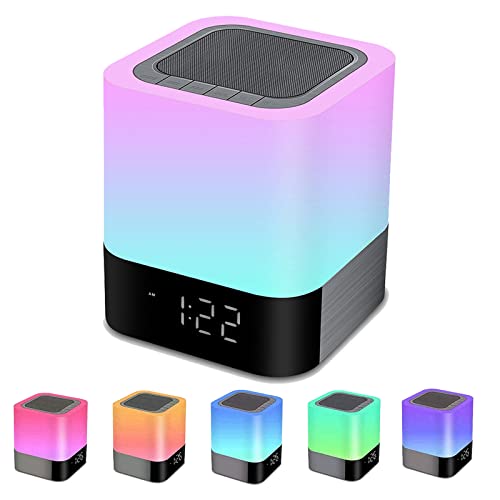 Bedside Lamp with Alarm Clock Bluetooth Speaker, Night Light Bedroom Decor RGB Color Changing Table Lamp, Gifts for Teenage Girls, Boys, Gifts for Women, Kids Birthday Presents Xmas Gifts for her - Gift Guide