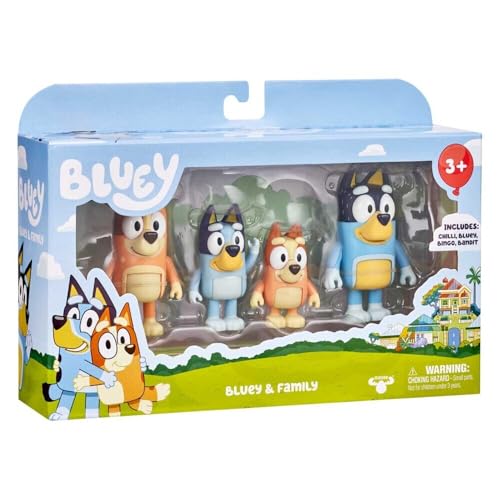 Bluey Figurines, Multicoloured, Family 4-pack (Original Version)