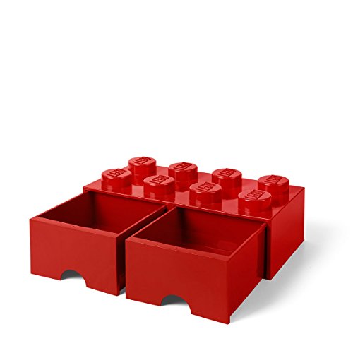 LEGO Brick with 2 Drawers With 8 Knobs, in Red