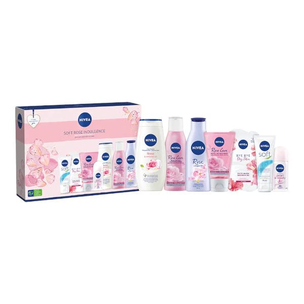 NIVEA Soft Rose Indulgence 7PC Gift Set, Pamper Your Skin in Roses