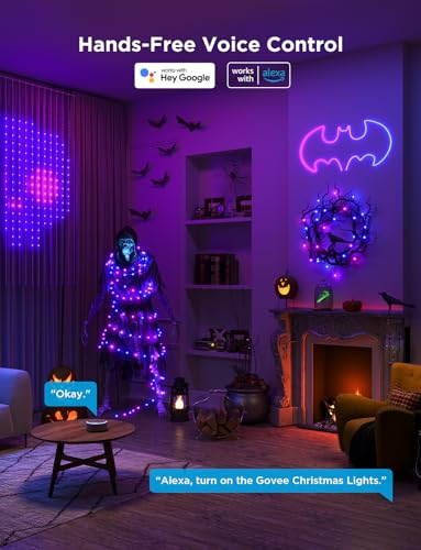 Govee Christmas String Lights, Halloween Decorations Indoor, 10M RGBIC Indoor Lights with 100 LED Lights, App Control with 99+ Dynamic Scene Modes, IP65 Waterproof, Sync with Music, Alexa Compability - Gift Guide