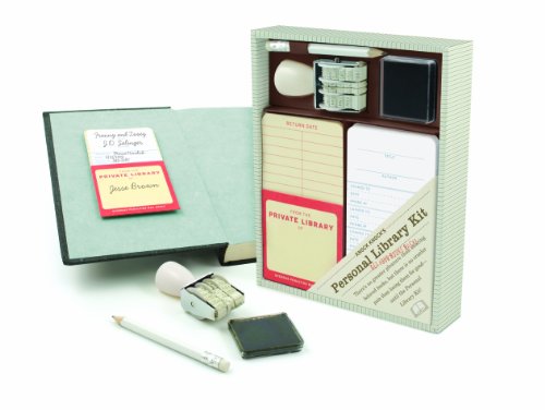 Knock Knock Original Personal Library Kit & Gift for Book Lovers - Card Catalog Checkout Cards, Bookplates, Date Stamp & Inkpad