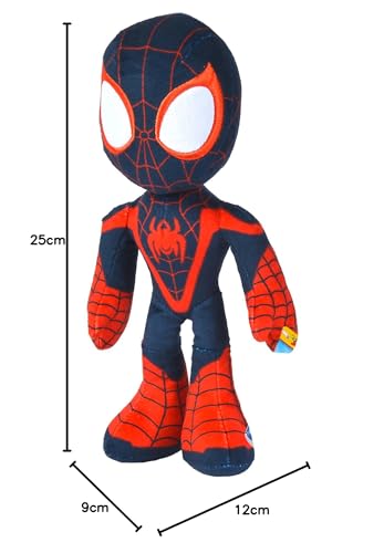 Disney 6315875812X12 25cm Dar apply Spiderverse Miles Morales Action Figure 25 cm Soft Toy with Glow in the Dark Eyes, One Size