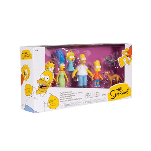 THE SIMPSONS Action Figures Family Multi-Pack 6.35cm Scale Figures by JAKKS Pacific, Includes Homer, Marge, Bart, Lisa, Maggie, Santa’s Little Helper, and Snowball II