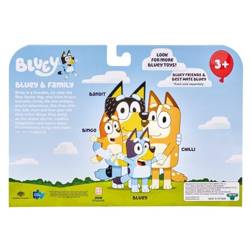 Bluey Figurines, Multicoloured, Family 4-pack (Original Version)