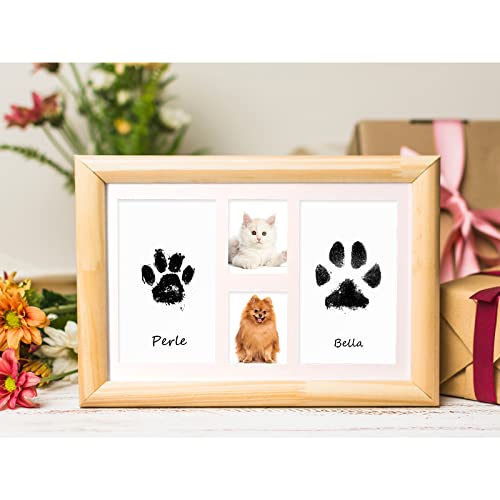 Taricor Pet Paw Print Kit Paw Print Kit for Dogs Cats 2 Pcs Inkless Pet Memorial Pawprint Stamp Pads with 2 Photo Frames 4 Imprint Cards Ink Pads for Dog Paws Pawprint Keepsake Kit - Gift Guide