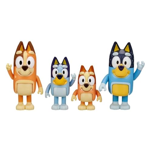 Bluey Figurines, Multicoloured, Family 4-pack (Original Version)