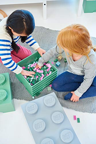 LEGO Storage Brick 8 Knobs BLUE - Stackable Plastic Storage Box with Lid for Kids and Adults, Ideal Desk Organizer and Toy Box - 12.1L Capacity