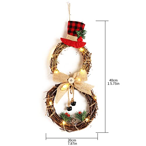 Warmiehomy Christmas Wreath LED Decorative Wreath, Artificial Snowman Door Wreath Garland Christmas Decoration for Front Door Xmas New Year Home Holiday Decor Gift - Gift Guide