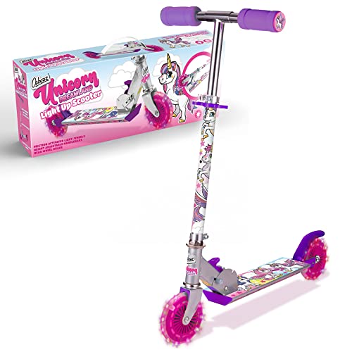 Ozbozz SV13988 Unicorn Scooter with 2 Light up Wheels, Pink Purple Silver