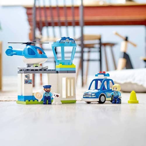 LEGO DUPLO Rescue Police Station & Helicopter, Push & Go Car Toy with Lights and Siren, Early Learning Toys for Toddlers, Boys & Girls 2 Plus Years Old 10959