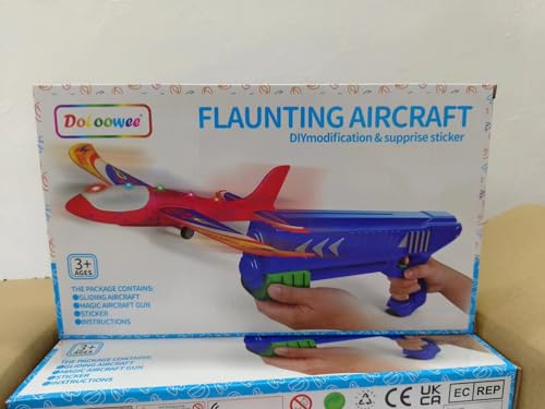 Doloowee 3 Pack Airplane Launcher Toys, 12.6 Inch LED Foam Glider Airplane Catapult, 2 Flight Modes, Outdoor Sports Flying Toys 4 5 6 7 8 9 10 11 12 Years Old Boys Girls Birthday Gifts (Blue) - Gift Guide