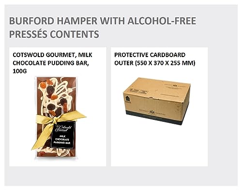Burford Alcohol Free Hamper - Premium Non Alcoholic Gift Hamper with Sparkling Presse, Cheese Straws, Chocolates, Fruit Cake - Food and Drink Gift Box for Men and Women, from Regency Hampers