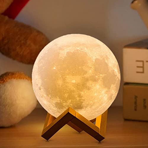 ACED Moon Lamp 2024 Upgrade with Timing 3D Printing Moon Night Light 16 Colours with Wooden Stand Remote & Touch Control and USB Rechargeable Gift for Her Him Kids Women Men Birthday - Gift Guide