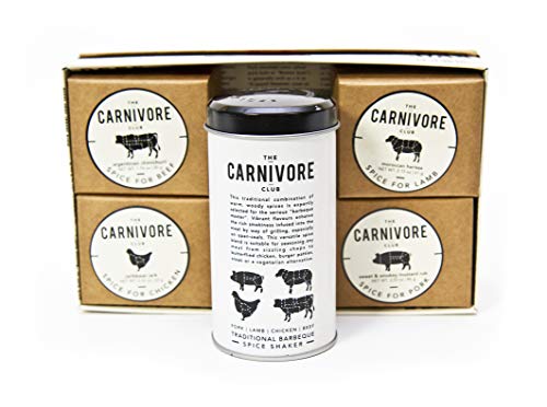 eat.art Barbecue Carnivore Club - 5 Meat Spice Selection Box Versatile BBQ Blend in Shaker - Perfect Meat Hamper Addition - Unusual Food Cooking Gifts Tasty BBQ Or Roast Dinners - Barbecue Grill Rubs - Gift Guide