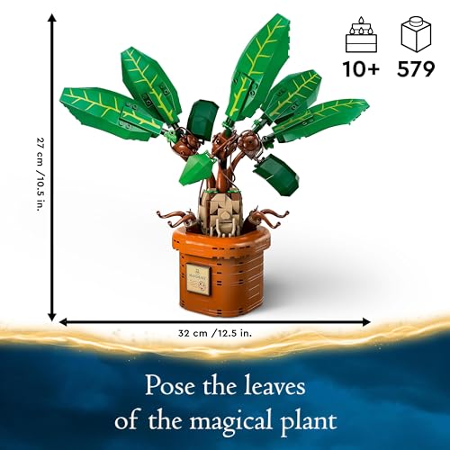 LEGO Harry Potter Mandrake Plant Toy Figure and Pot, Magical Set, Wizarding World Gift Idea for Girls, Boys and Fans, Imaginative Kids, Bedroom Decoration or Desk Accessory 76433