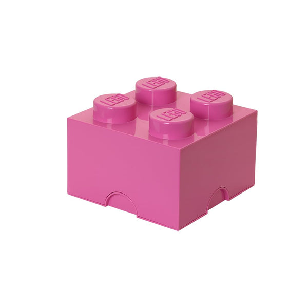 LEGO Storage Brick 4 Knobs Bright Purple - Stackable Plastic Storage Box with Lid for Kids and Adults Ideal Desk Organizer and Toy Box - 5.6L Capacity