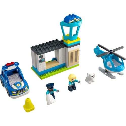 LEGO DUPLO Rescue Police Station & Helicopter, Push & Go Car Toy with Lights and Siren, Early Learning Toys for Toddlers, Boys & Girls 2 Plus Years Old 10959