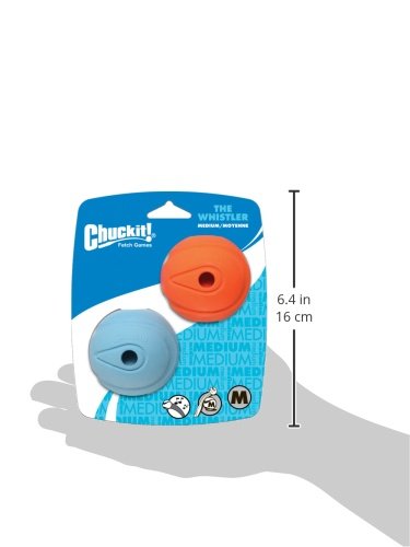 ChuckIt! The Whistler Ball, Durable High Bounce Rubber Dog Ball, Launcher Compatible, Orange & Blue, Medium, 2 Pack - Gift Guide