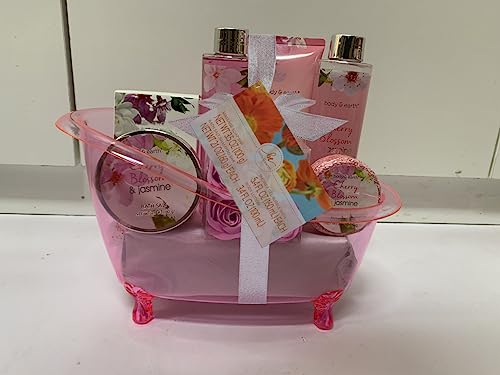 BODY & EARTH Gifts for Women, 8pcs Pamper Gifts for Women with Cherry Blossom&Jasmine, Includes Bubble Bath, Soap, Birthday Gifts for Women, Mothers Day Gifts, Spa Bath Gift Sets for Women