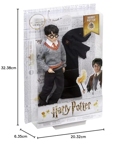 Mattel Harry Potter Collectible Doll (10.5-in) with Hogwarts uniform, Gryffindor Robe and Wand, FYM50