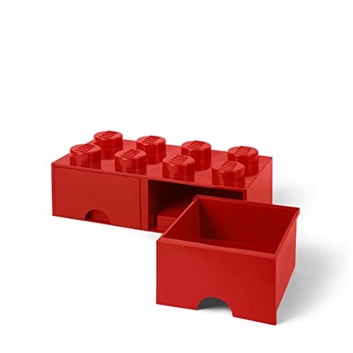 LEGO Brick with 2 Drawers With 8 Knobs, in Red