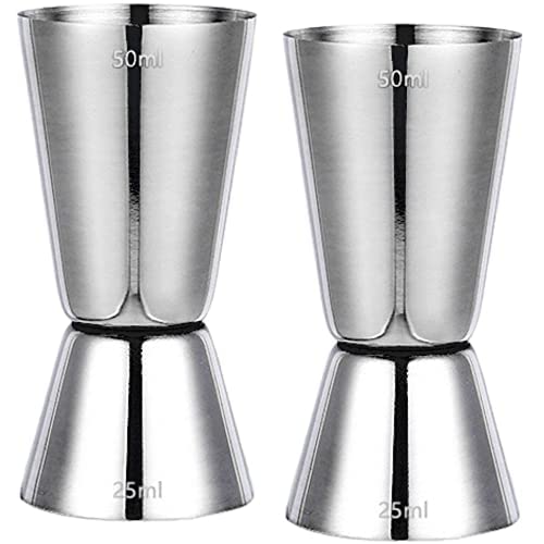 Keepatry Spirit Measures 25ml 50ml Set - 2Pack 304 Stainless Steel Jigger Spirit Measure Set Cocktail Measure Cup Set Whisky Shot Measure for Gin Alcohol Drink