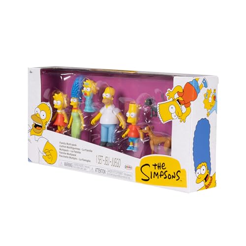 THE SIMPSONS Action Figures Family Multi-Pack 6.35cm Scale Figures by JAKKS Pacific, Includes Homer, Marge, Bart, Lisa, Maggie, Santa’s Little Helper, and Snowball II