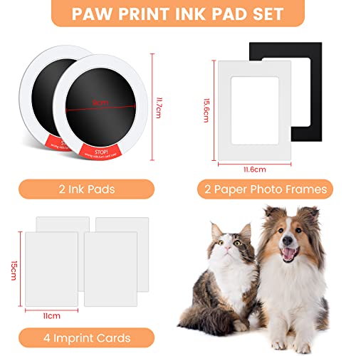 Taricor Pet Paw Print Kit Paw Print Kit for Dogs Cats 2 Pcs Inkless Pet Memorial Pawprint Stamp Pads with 2 Photo Frames 4 Imprint Cards Ink Pads for Dog Paws Pawprint Keepsake Kit - Gift Guide